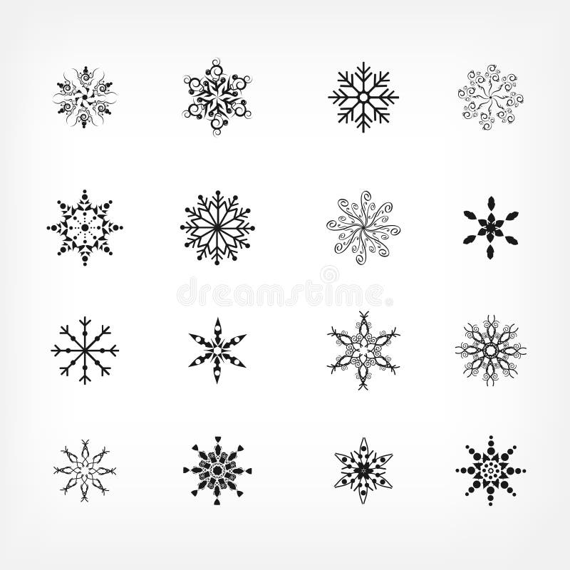 Ícones de flocos de neve ilustração royalty free