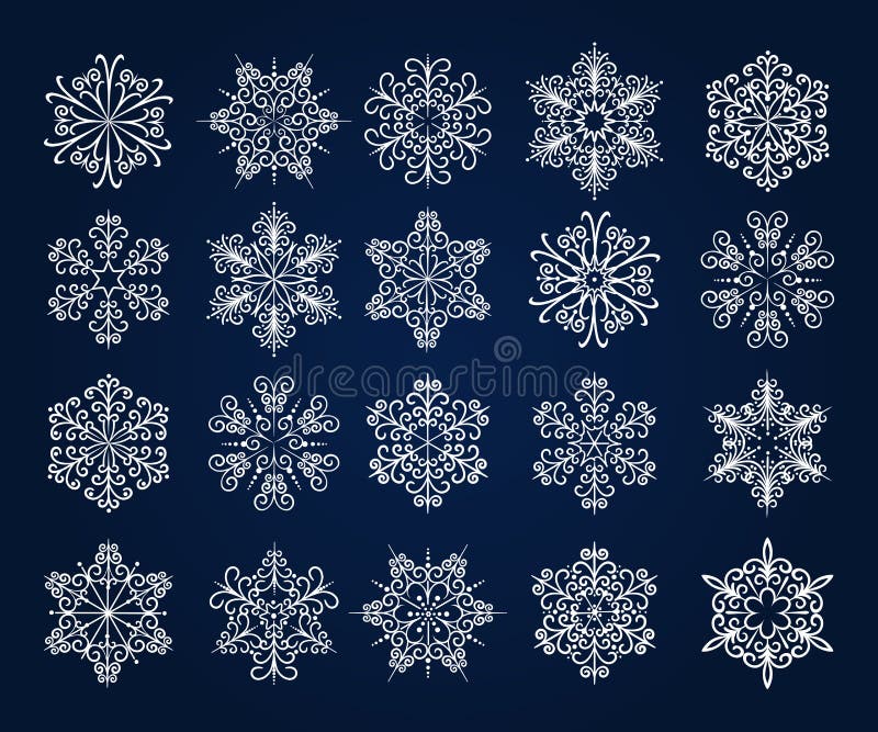 Ícones do floco de neve ajustados ilustração stock