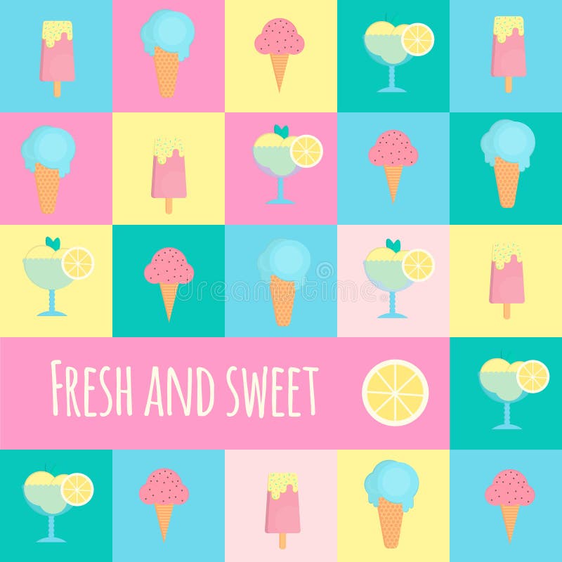 Ícones do gelado no estilo liso ilustração royalty free Ícones do gelado no estilo liso ilustração royalty free
