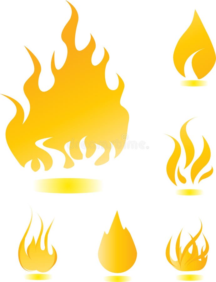 Yellow glossy fire icons for your design. Yellow glossy fire icons for your design