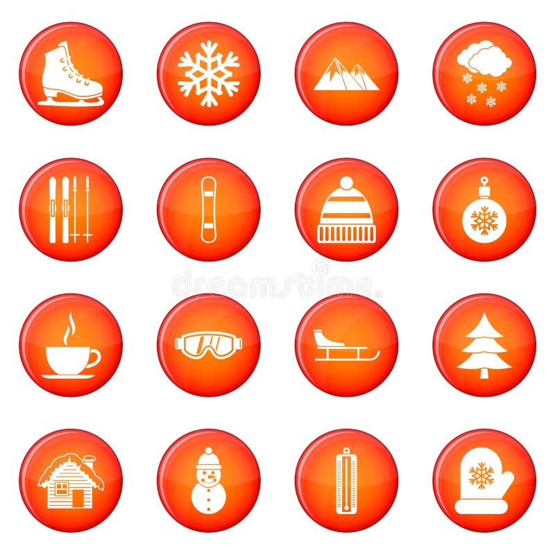 Ícones do inverno ajustados ilustração do vetor Ícones do inverno ajustados ilustração do vetor