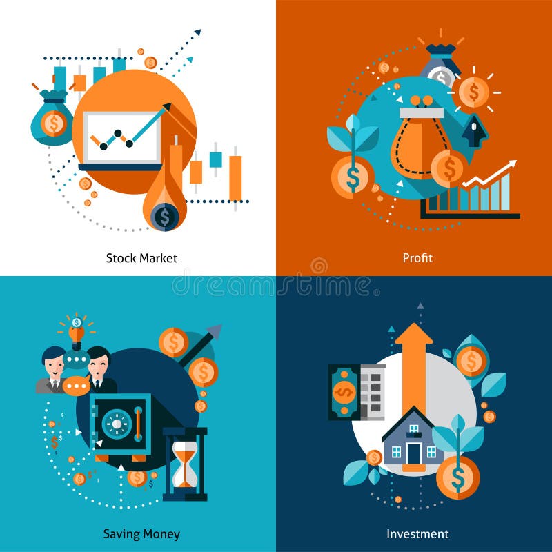 Ícones do investimento ajustados ilustração royalty free Ícones do investimento ajustados ilustração royalty free
