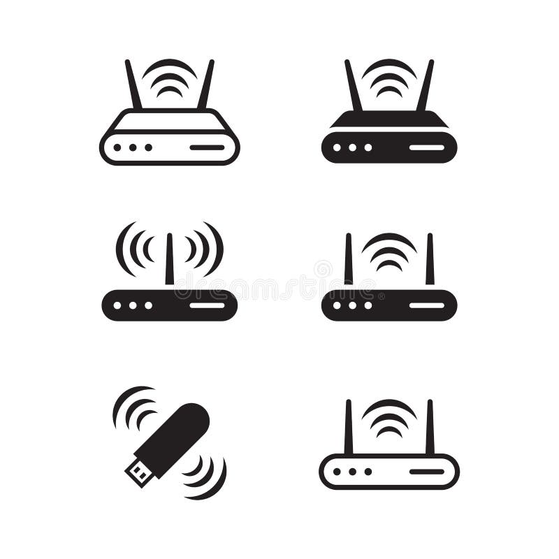 Conjunto de ícones vetoriais de modem wifi ilustração do vetor
