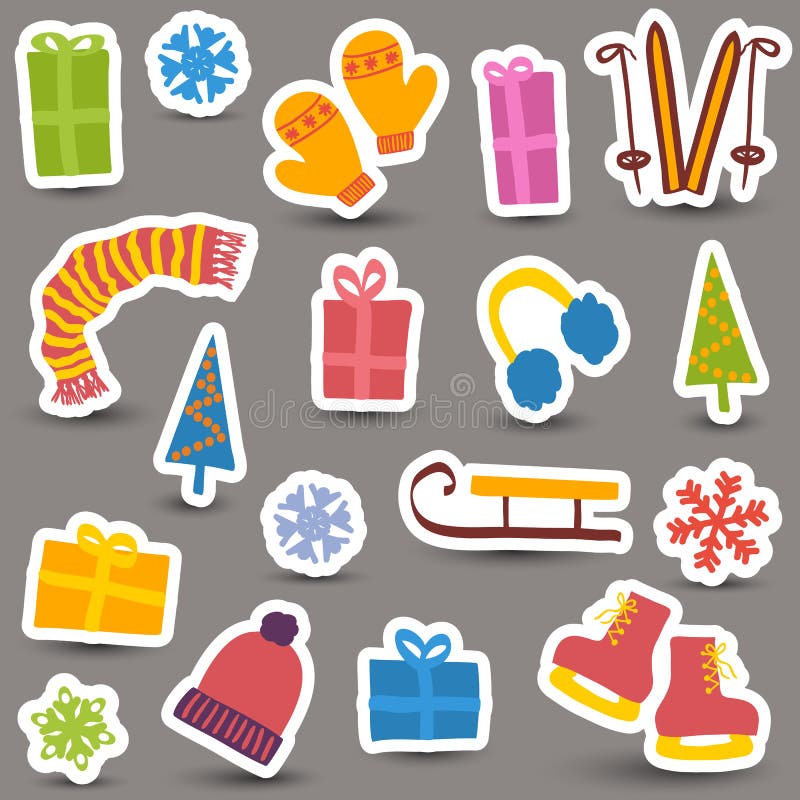 Ícones do Natal e do inverno ilustração royalty free Ícones do Natal e do inverno ilustração royalty free
