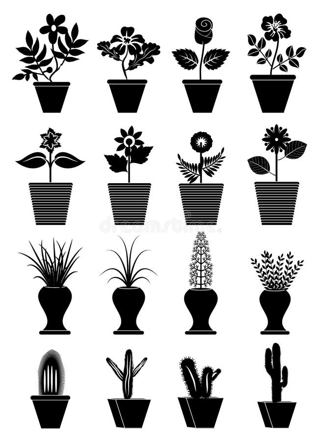Ícones do potenciômetro de flor ilustração royalty free Ícones do potenciômetro de flor ilustração royalty free