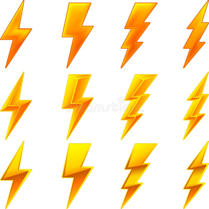 Ícones do relâmpago ilustração stock Ícones do relâmpago ilustração stock