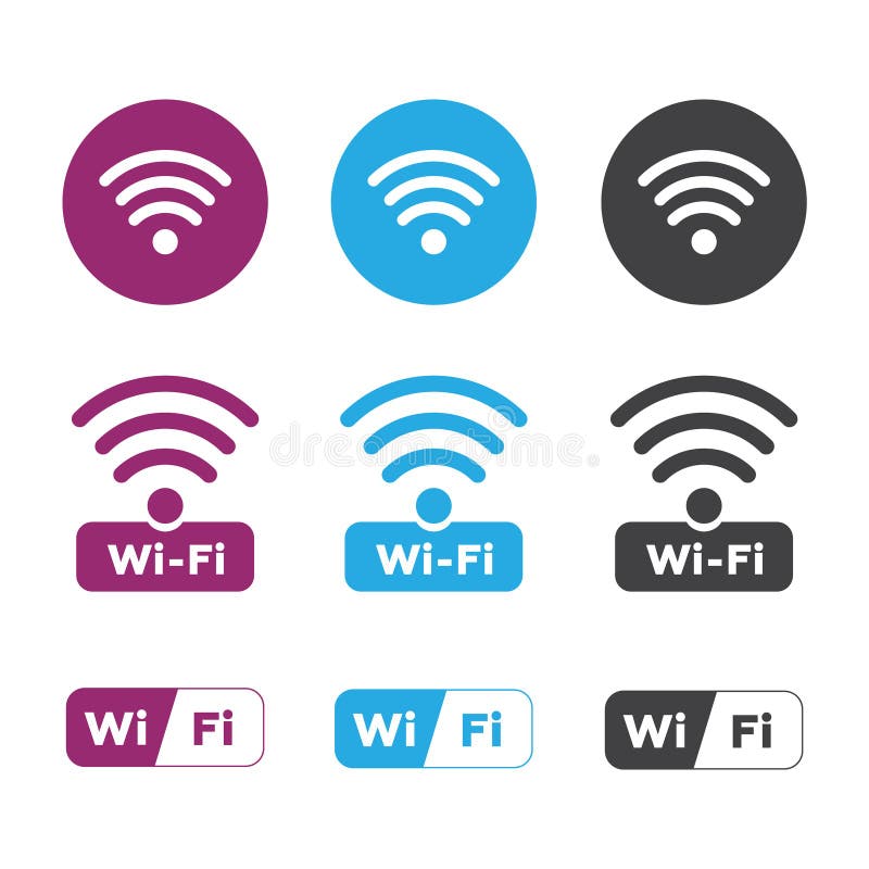 Ícones do rádio e do wifi Ícone do wifi do símbolo da rede wireless fio ilustração royalty free Ícones do rádio e do wifi Ícone do wifi do símbolo da rede wireless fio ilustração royalty free