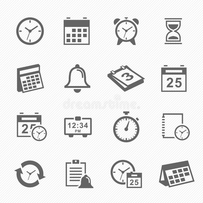 Ícones do símbolo do curso do tempo e da programação ajustados ilustração royalty free Ícones do símbolo do curso do tempo e da programação ajustados ilustração royalty free