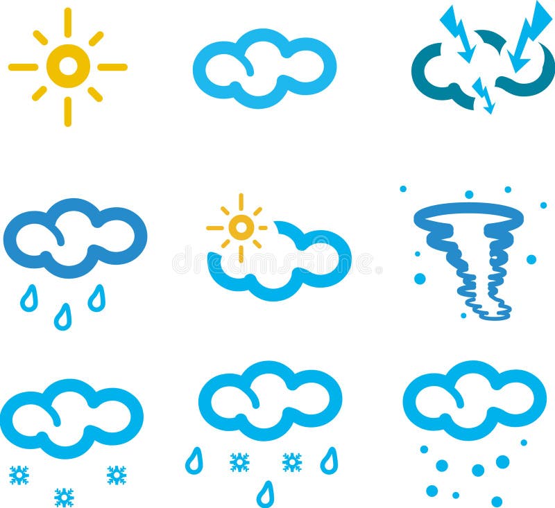 Conjunto de ícones meteorológicos ilustração stock