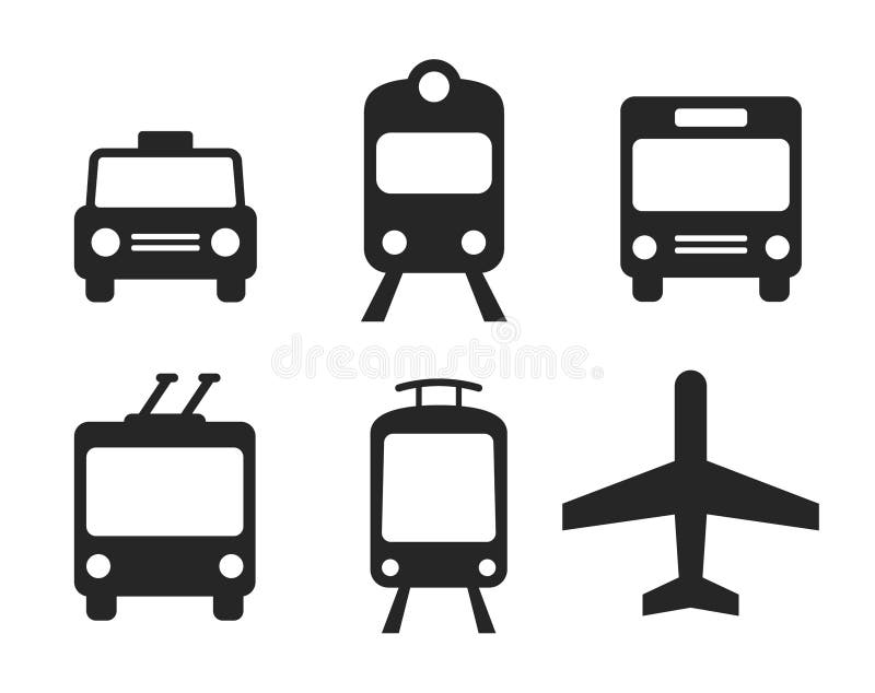 Ícones do transporte ajustados