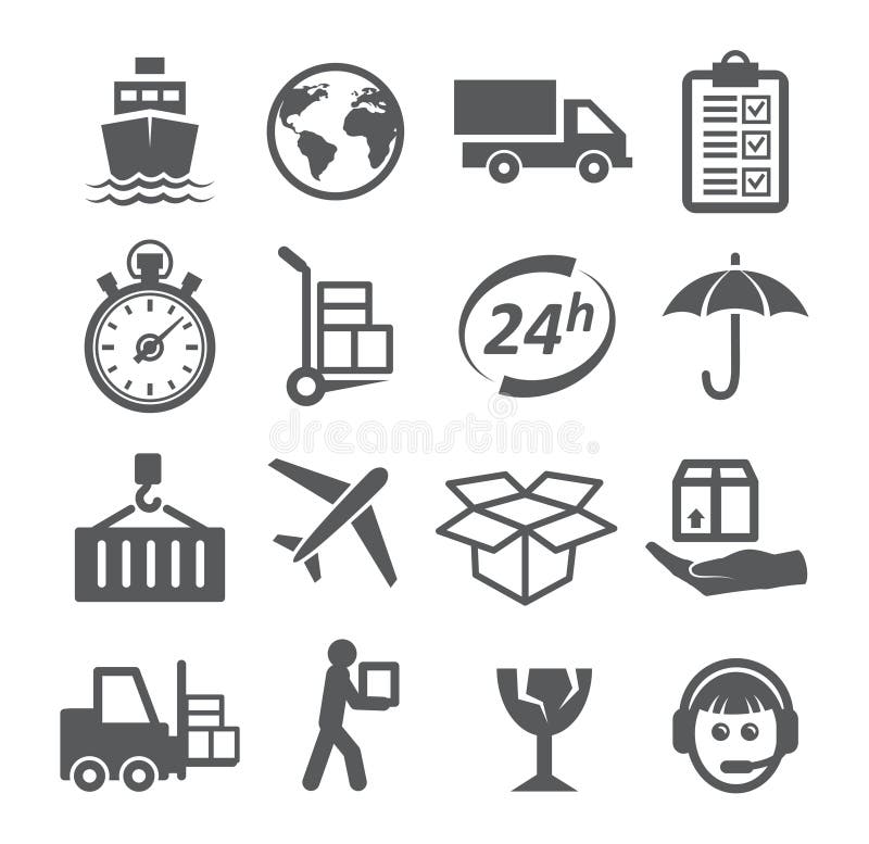 Shipping and Logistics Icons on white background. Shipping and Logistics Icons on white background