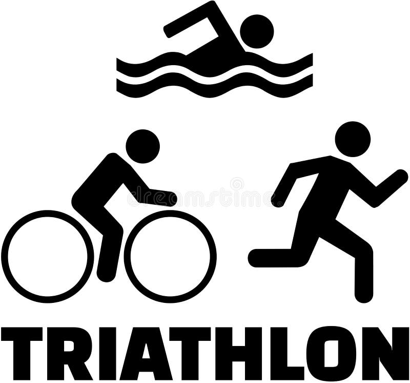 Triathlon icons with word vector. Triathlon icons with word vector