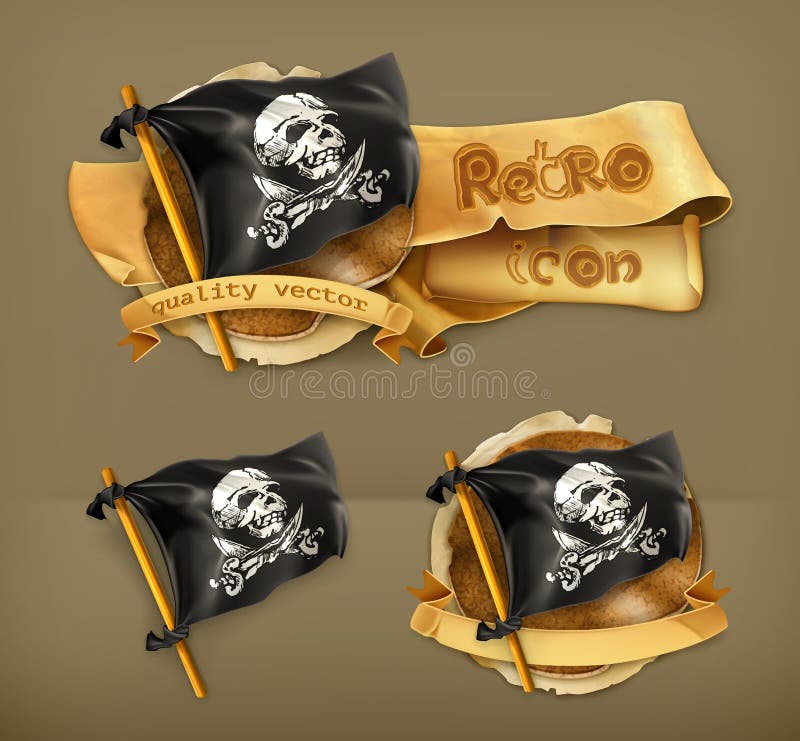 Ícones do vetor de Jolly Roger ilustração stock Ícones do vetor de Jolly Roger ilustração stock