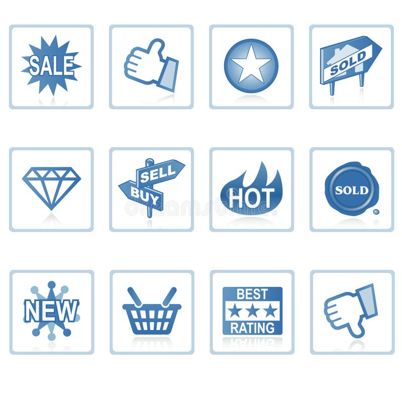 A set of web icons with light shadow. A set of web icons with light shadow