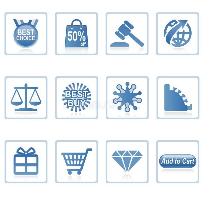 A set of web icons with light shadow. A set of web icons with light shadow