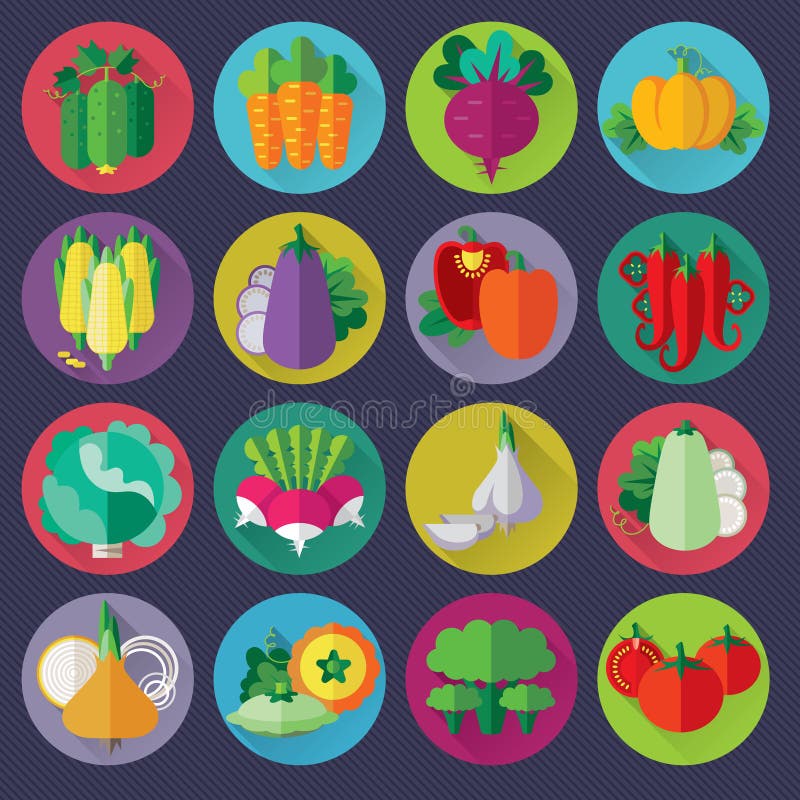 ícones dos vegetais ajustados ilustração stock ícones dos vegetais ajustados ilustração stock