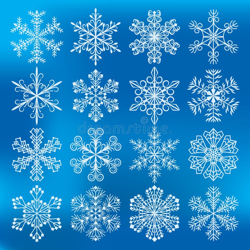 Ícones dos vetores dos flocos de neve ilustração do vetor Ícones dos vetores dos flocos de neve ilustração do vetor