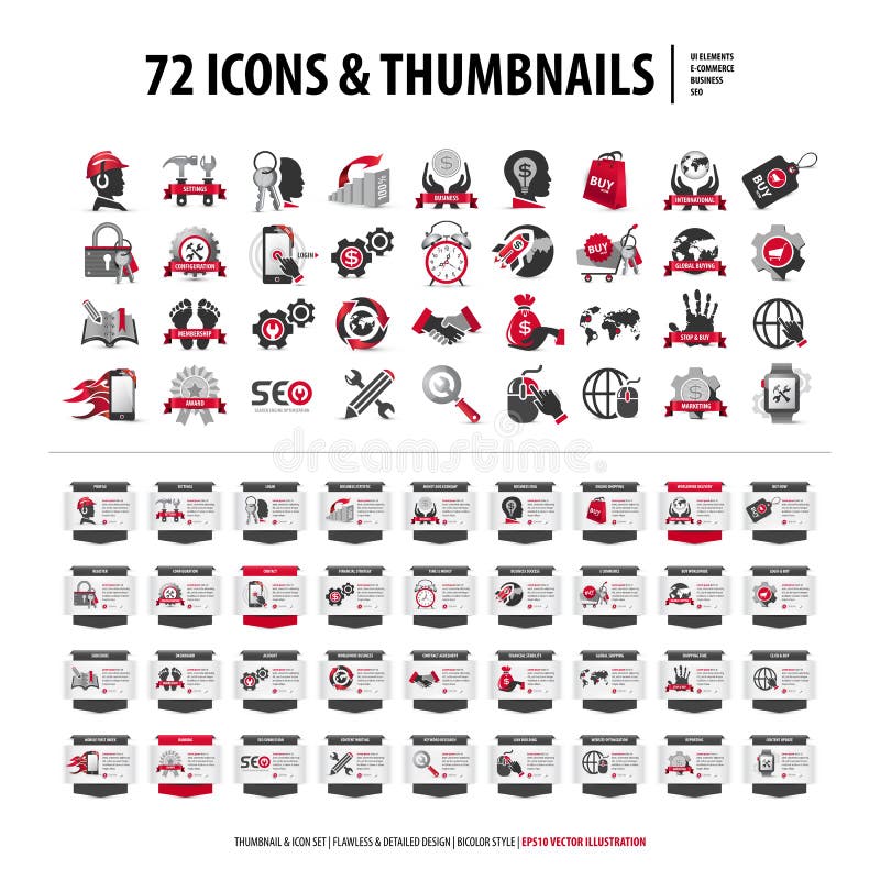 72 ícones e unhas do polegar ilustração do vetor 72 ícones e unhas do polegar ilustração do vetor