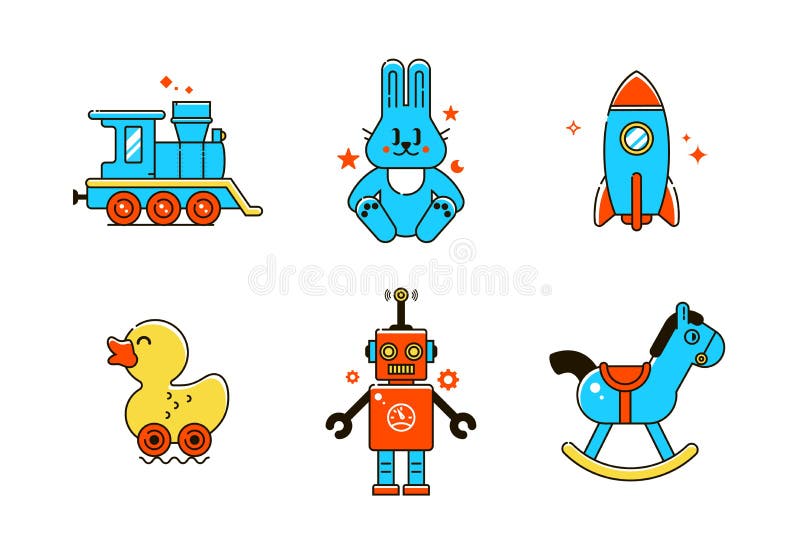 Ícones engraçados do bebê Linha colorida ilustração do vetor ilustração do vetor Ícones engraçados do bebê Linha colorida ilustração do vetor ilustração do vetor