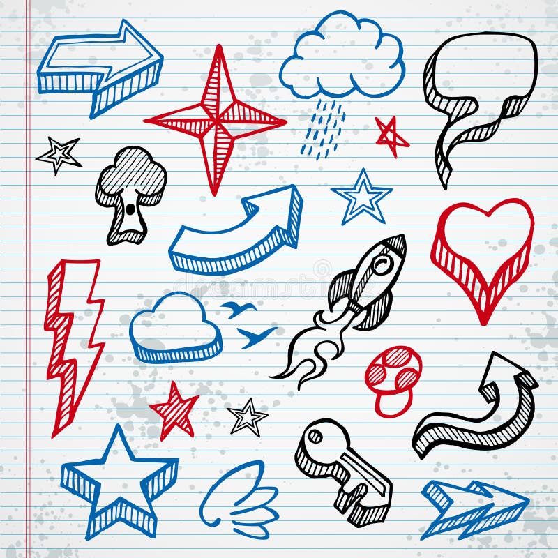 Ícones esboçado ilustração stock Ícones esboçado ilustração stock
