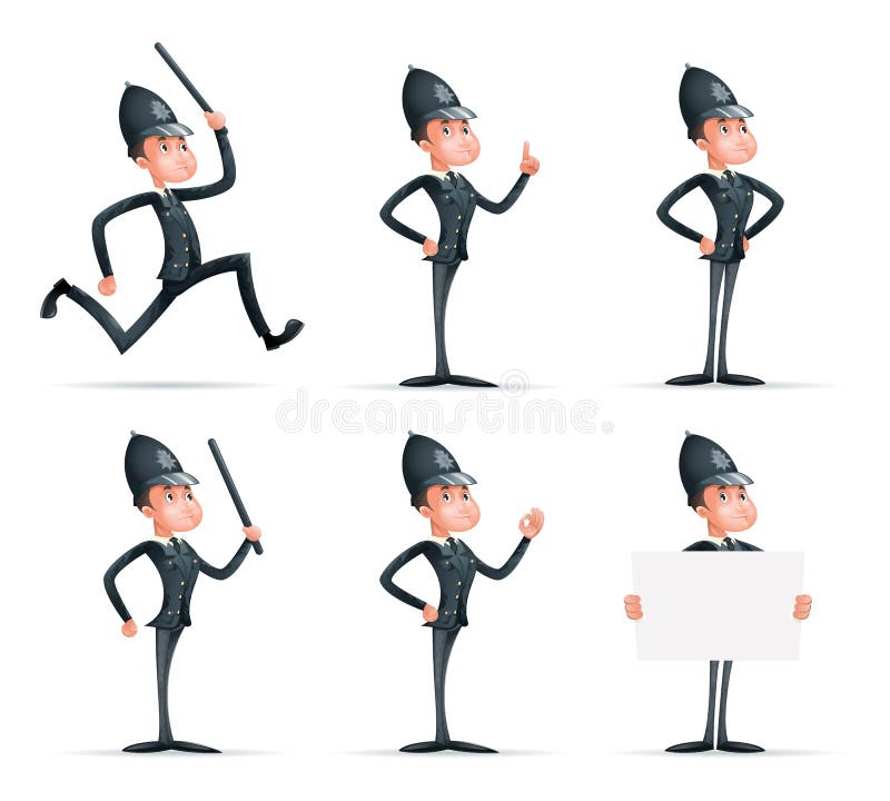 Ícones isolados caráter da mascote dos desenhos animados da proteção de segurança do polícia 3d da lei da ordem de Man Uniform Co ilustração do vetor Ícones isolados caráter da mascote dos desenhos animados da proteção de segurança do polícia 3d da lei da ordem de Man Uniform Co ilustração do vetor