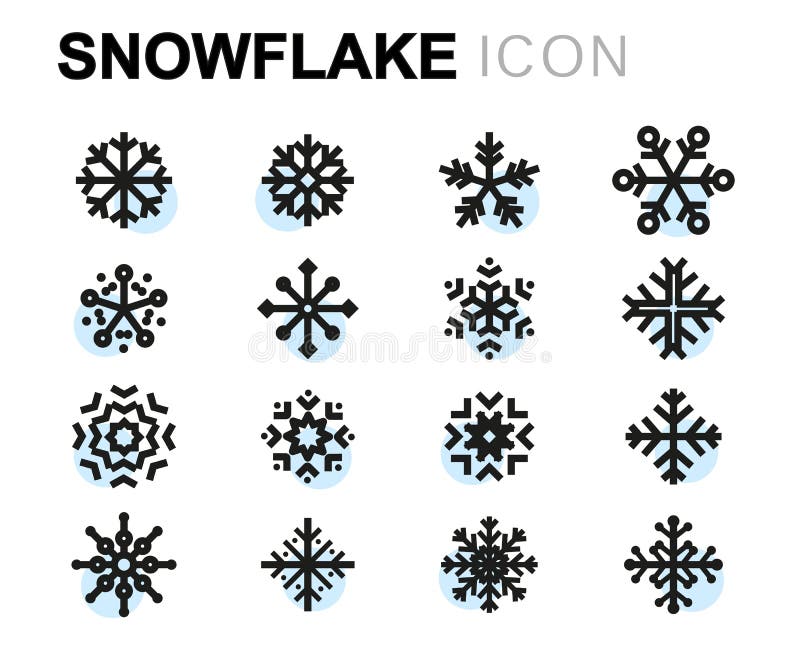 Ícones lisos do floco de neve do vetor ajustados ilustração royalty free