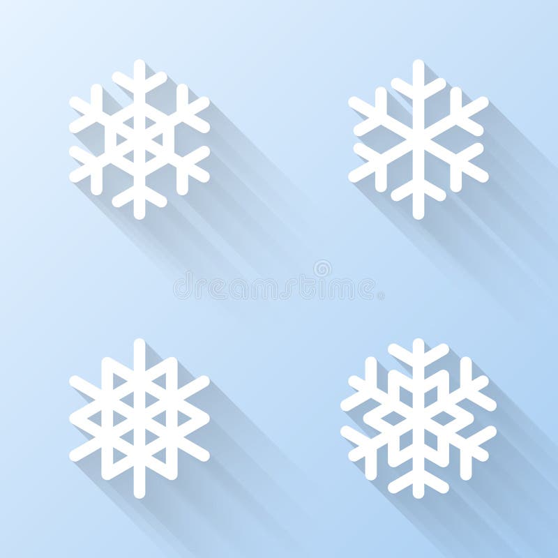 Ícones de flocos de neve planos ilustração stock