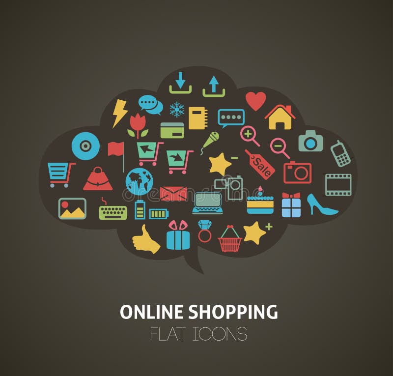 Ícones lisos Infographic da compra do estilo ilustração do vetor Ícones lisos Infographic da compra do estilo ilustração do vetor