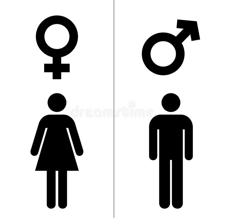 Ícones masculinos e femininos com cor preta Ilustração vetorial de símbolo de gênero