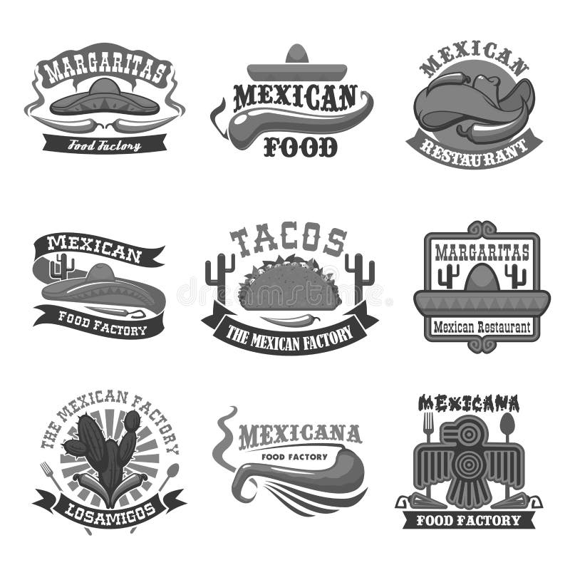 Ícones mexicanos do vetor do restaurante da culinária ajustados ilustração royalty free Ícones mexicanos do vetor do restaurante da culinária ajustados ilustração royalty free