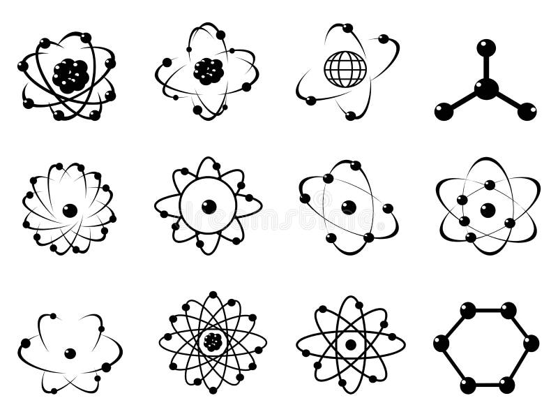 Simple black atomic icons on white background. Simple black atomic icons on white background