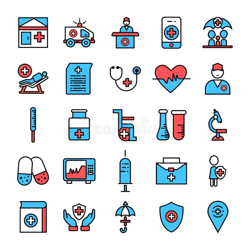 ícones médicos do serviço médico do vetor do grupo do ícone para o serviço dos cuidados médicos ilustração stock ícones médicos do serviço médico do vetor do grupo do ícone para o serviço dos cuidados médicos ilustração stock