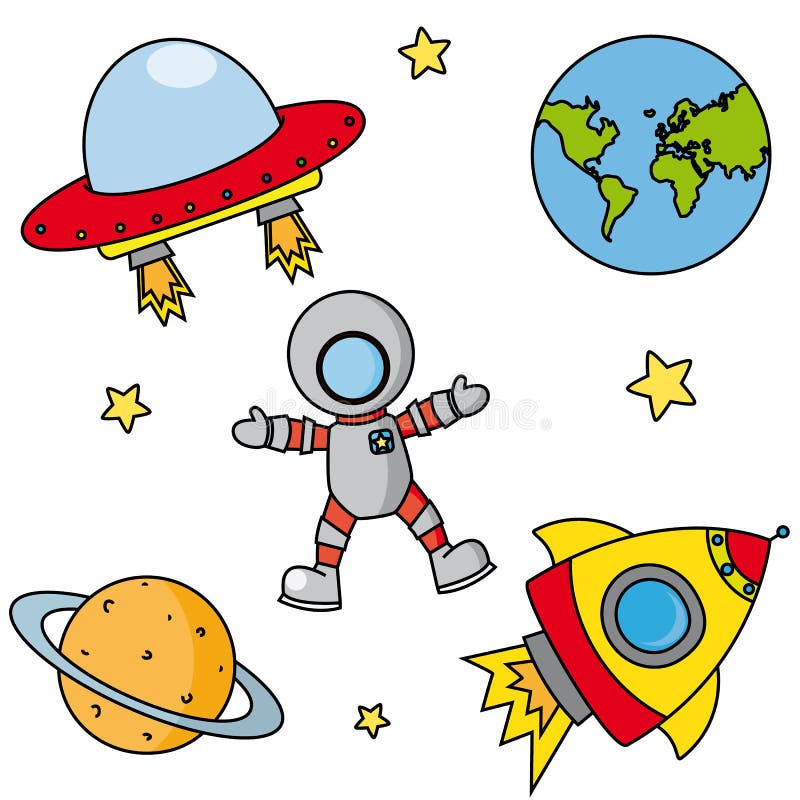 Icons on space. objects isolated. Icons on space. objects isolated.
