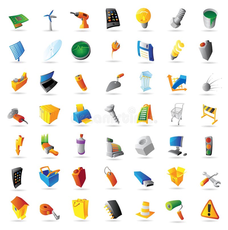 Icons for industry, technology and computers. Vector illustration. Icons for industry, technology and computers. Vector illustration.