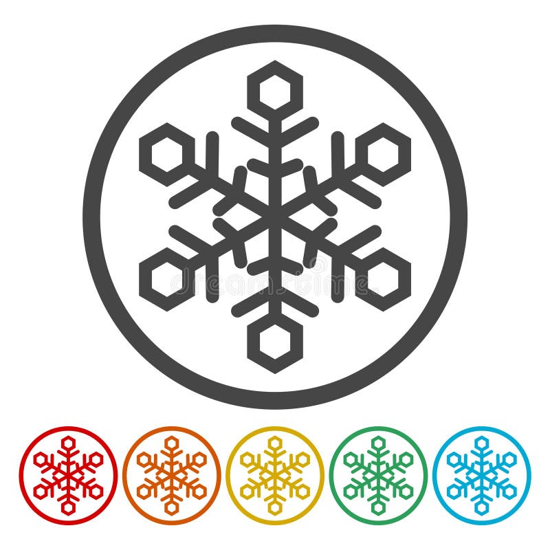 Ícones planos em floco de neve ilustração do vetor