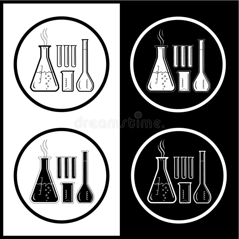 Vector chemical test tubes icons. Black and white. Simply change. Vector chemical test tubes icons. Black and white. Simply change.
