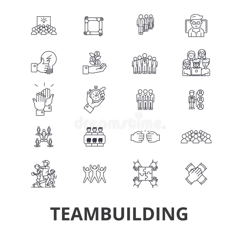 Ícones relacionados do desenvolvimento de equipas ilustração royalty free Ícones relacionados do desenvolvimento de equipas ilustração royalty free