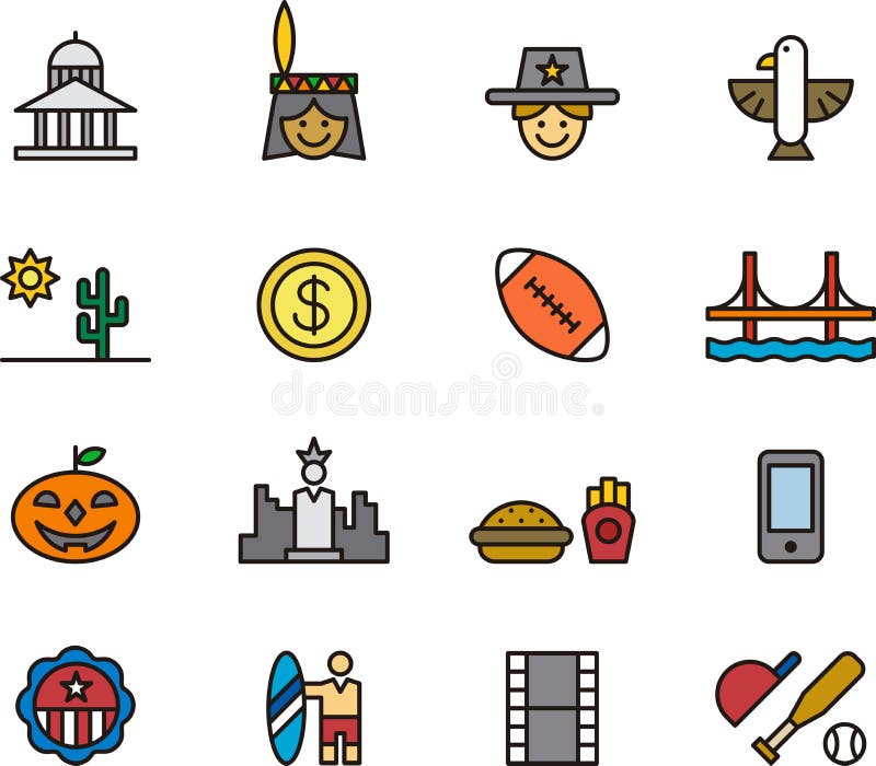 Ícones relativos a América ilustração royalty free Ícones relativos a América ilustração royalty free