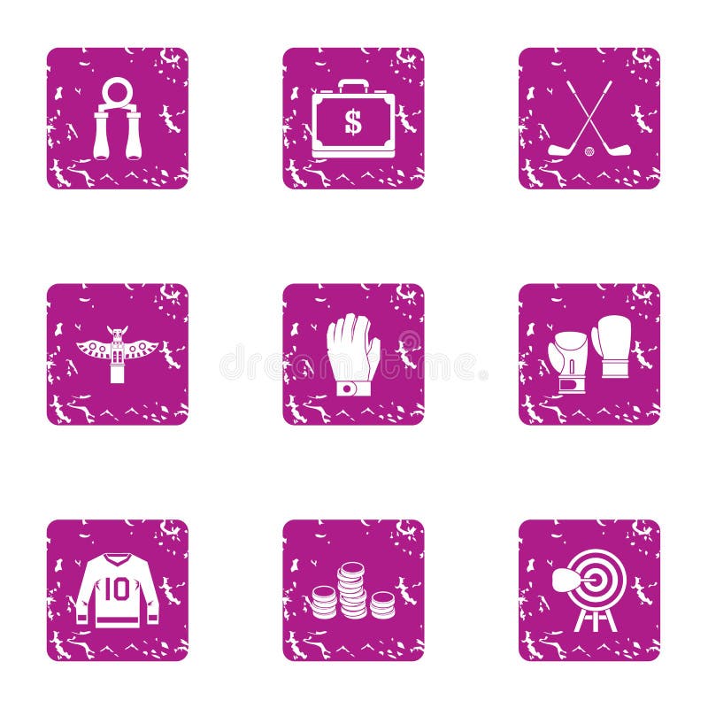 Ícones ricos ajustados, estilo do atleta do grunge ilustração do vetor
