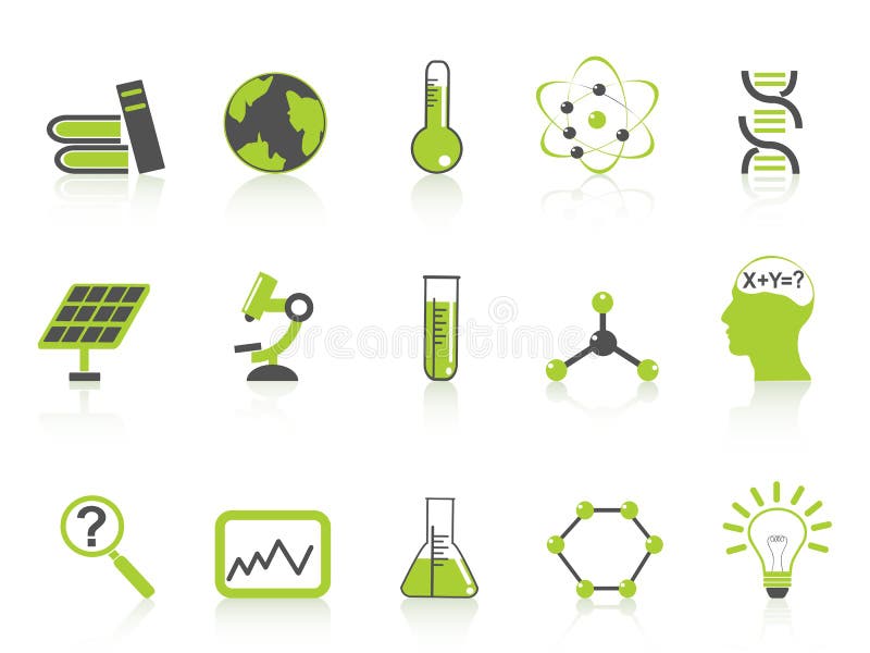 Ícones simples ajustados, série verde da ciência ilustração royalty free Ícones simples ajustados, série verde da ciência ilustração royalty free