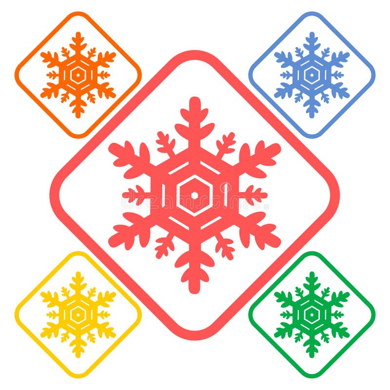 Ícones simples do floco de neve ajustados ilustração do vetor