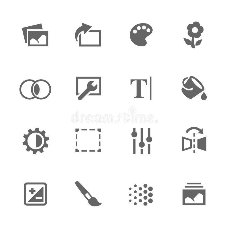Ícones simples dos ajustes da imagem ilustração do vetor Ícones simples dos ajustes da imagem ilustração do vetor