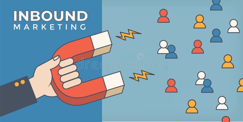 Ímã que puxa povos para a geração de entrada da ligação - símbolo digital do mercado ilustração stock Ímã que puxa povos para a geração de entrada da ligação - símbolo digital do mercado ilustração stock