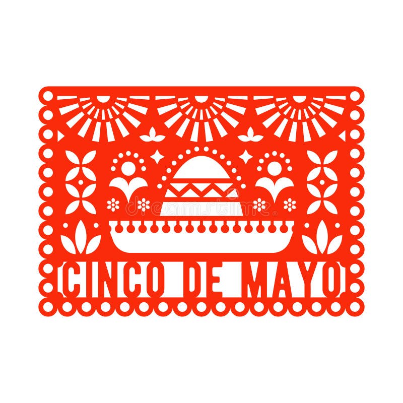 Διανυσματική ευχετήρια κάρτα Papel Picado με το σομπρέρο και τα διακοσμητικά στοιχεία ελεύθερη απεικόνιση δικαιώματος Διανυσματική ευχετήρια κάρτα Papel Picado με το σομπρέρο και τα διακοσμητικά στοιχεία ελεύθερη απεικόνιση δικαιώματος