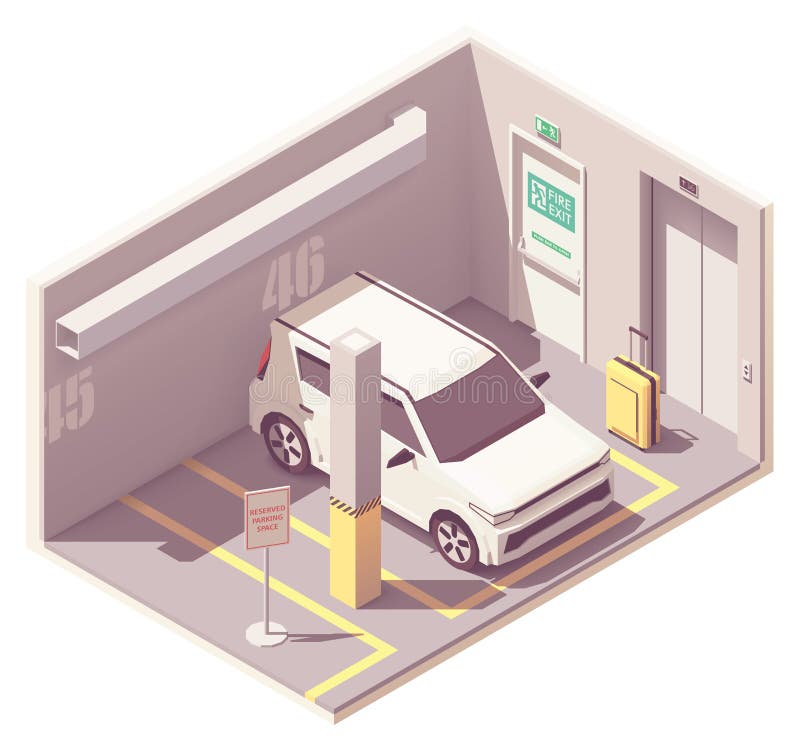 Διανυσματικό isometric γκαράζ χώρων στάθμευσης αυτοκινήτων διανυσματική απεικόνιση Διανυσματικό isometric γκαράζ χώρων στάθμευσης αυτοκινήτων διανυσματική απεικόνιση