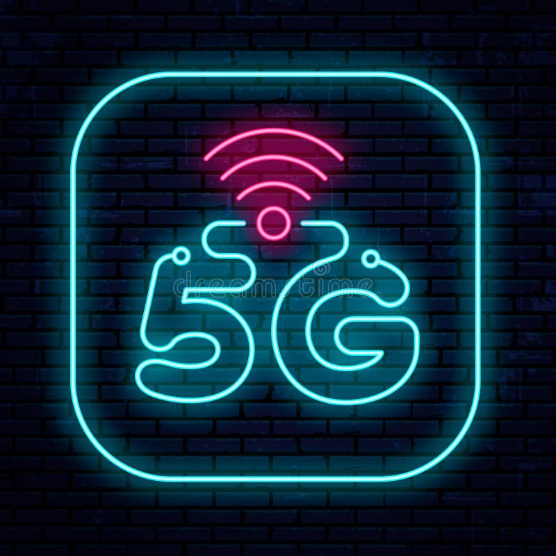Διανυσματικό δίκτυο σημαδιών 5G νέου απεικόνιση αποθεμάτων Διανυσματικό δίκτυο σημαδιών 5G νέου απεικόνιση αποθεμάτων