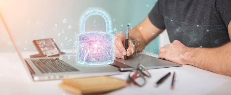 Διεπαφή προστασίας ασφάλειας Ιστού που χρησιμοποιείται με τη γραφική τρισδιάστατη απόδοση σχεδιαστών απεικόνιση αποθεμάτων Διεπαφή προστασίας ασφάλειας Ιστού που χρησιμοποιείται με τη γραφική τρισδιάστατη απόδοση σχεδιαστών απεικόνιση αποθεμάτων