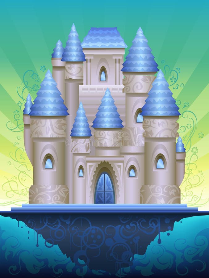 île fantastique de château illustration de vecteur île fantastique de château illustration de vecteur
