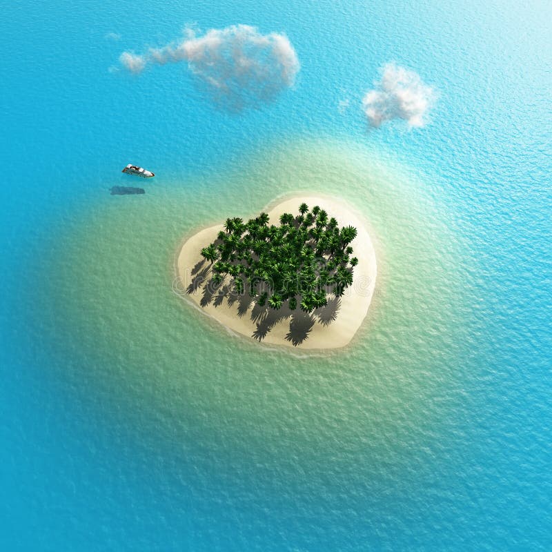 Île tropicale en forme de coeur illustration libre de droits Île tropicale en forme de coeur illustration libre de droits