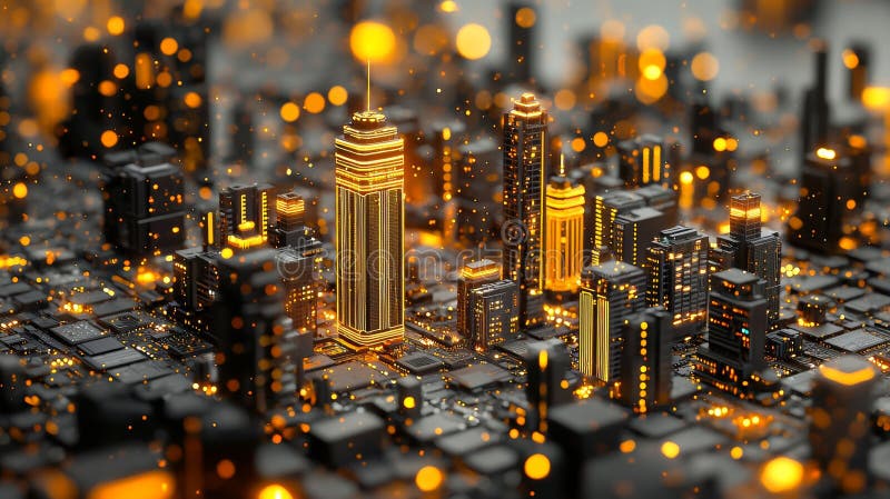 în această ilustrare, un oraș cu microcip futurist apare pe un fundal al tehnologiei informației și computerului royalty free stock photos